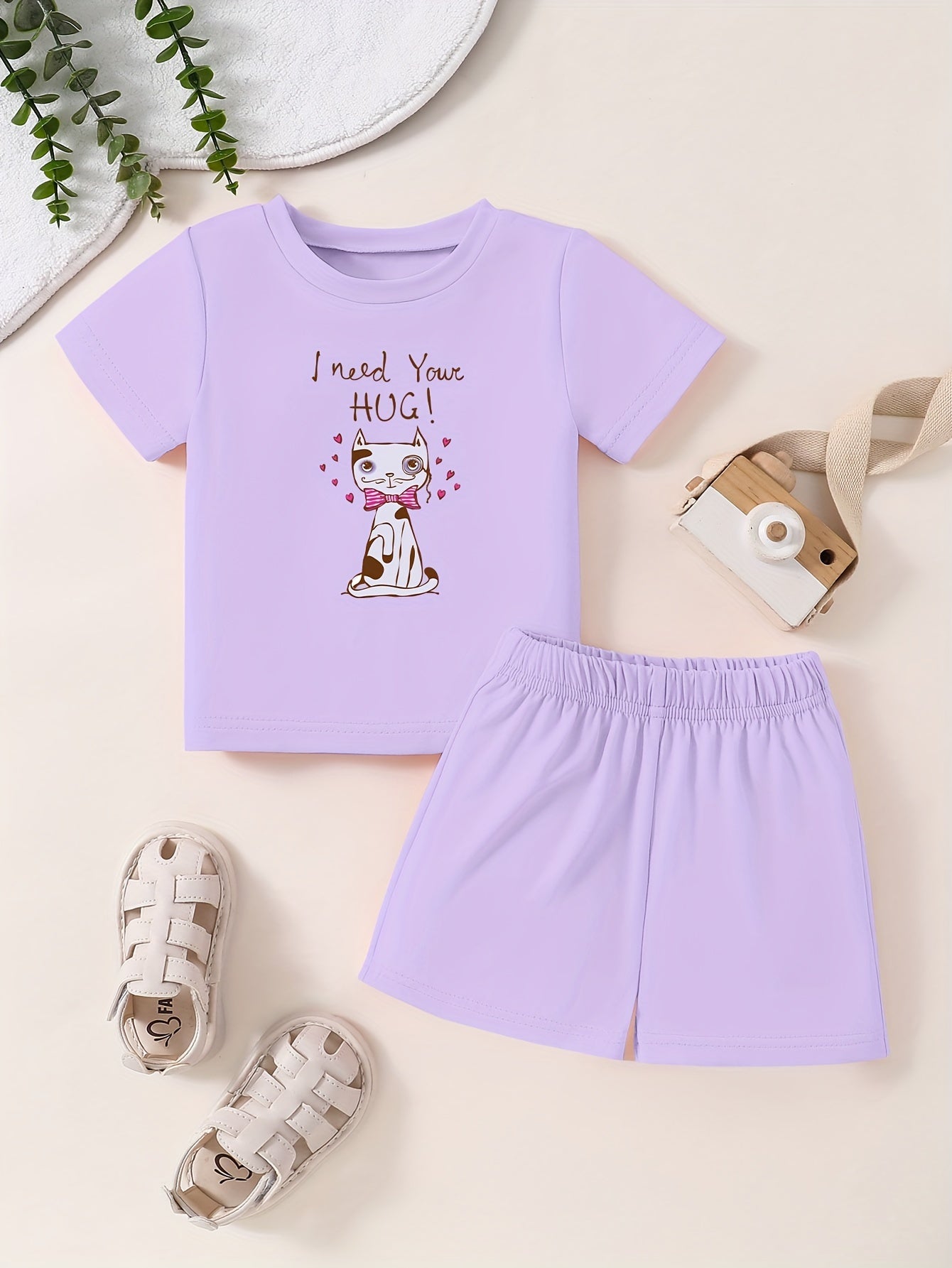 Toddler 2pcs Bottoming Set Short Sleeve T shirt & Shorts