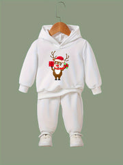 OERYUI Reindeer Scarf Print Outfits 2pcs Girls Hoodies Jogger Pants Set