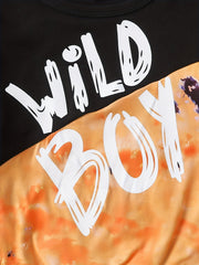 Toddler Boy's Tie Dye Sweatshirt & Sweatpants Set WILD BOY Print