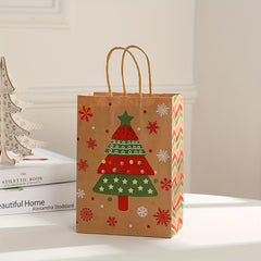12pcs Christmas Gift Bags Brown Paper Bags With Handles