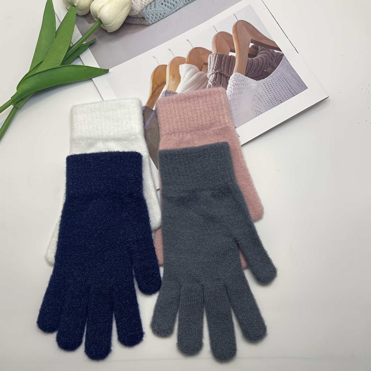Winter Warm Knitted Gloves Solid Coldproof Gloves