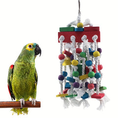 Colorful Parrot Toys Bead Strings Climbing & Hanging Chew Toy With Bell