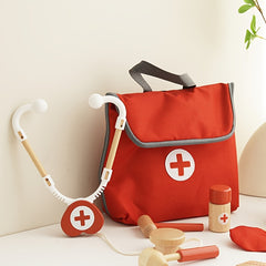 Wooden Simulation Teeth Doctor Toy Set w/ Stethoscope Injection