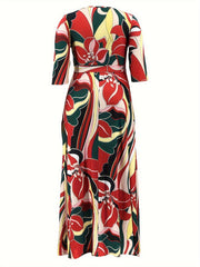 Floral Print Maxi Dress With Belt