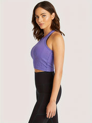 High Stretch Racerback Tank Top with Zipper, Sleeveless Activewear