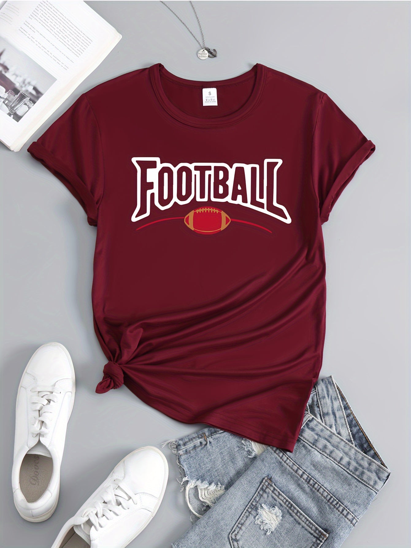 Women's Football Graphic Short Sleeve Sports Tee