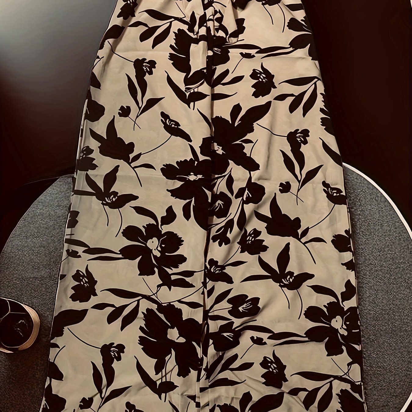 Floral Print Wide Leg Pants High Waist Long Length