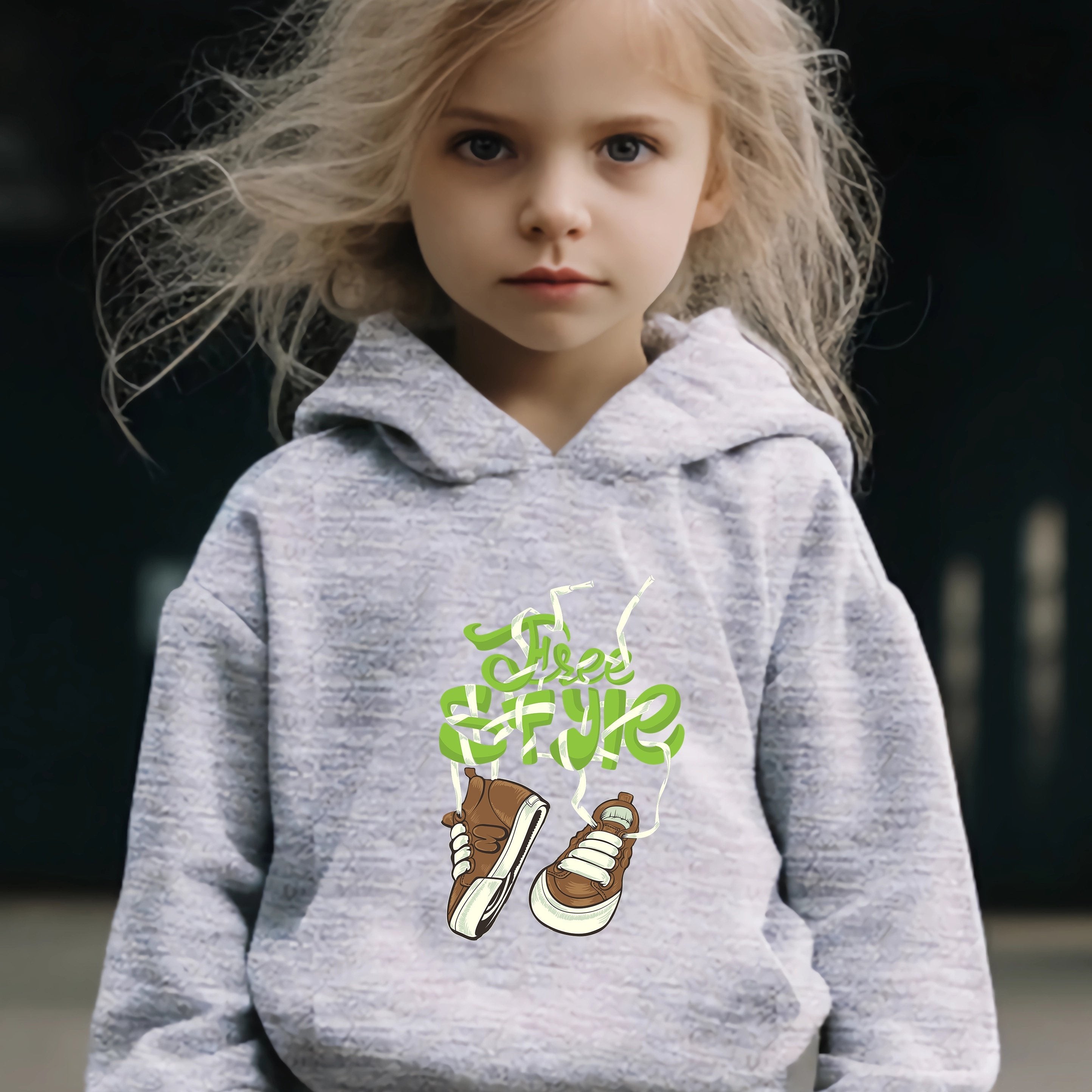 2pcs Shoes Print Outfits Girls Hoodies Jogger Pants Set For Girls