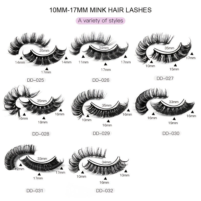Long Wispy Faux Mink Lashes in Natural Colors