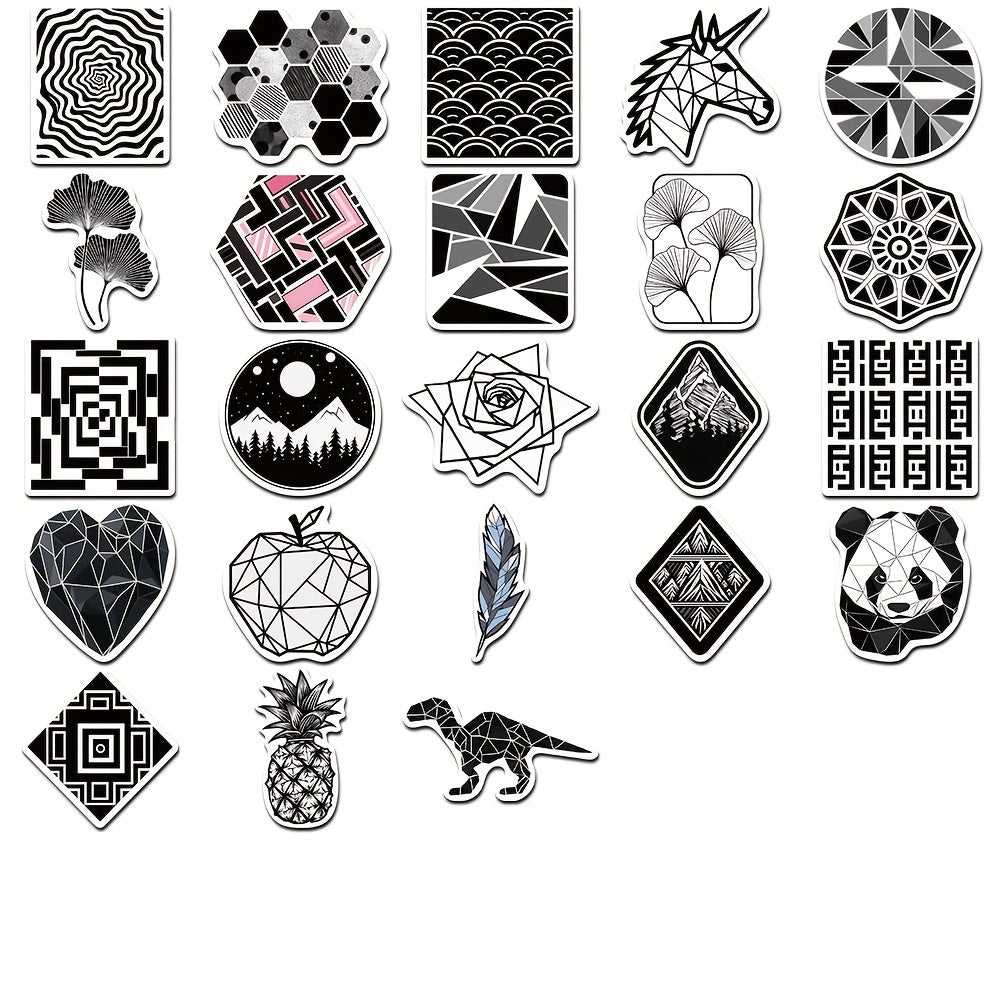 52pcs Geometric Pattern Graffiti Stickers for Book Luggage Notebook Waterproof