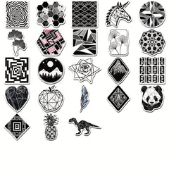 52pcs Geometric Pattern Graffiti Stickers for Book Luggage Notebook Waterproof