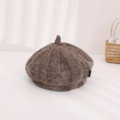 Striped Sun Cap for Kids Girls Newsboy Hat