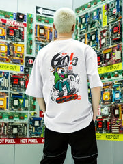 Cartoon Skater Print Men's Graphic T-shirt for Summer