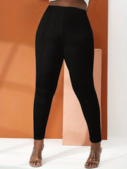 High Rise Elastic Skinny Pants Women's Plus Leggings
