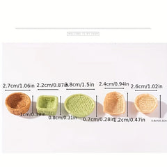6pcs Mini Resin Basket Dollhouse Accessories