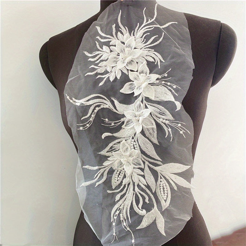Large Lace Embroidered Applique Dress Flowers Patches Sew On DIY