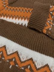 Colorblock Geometric Print Sweater