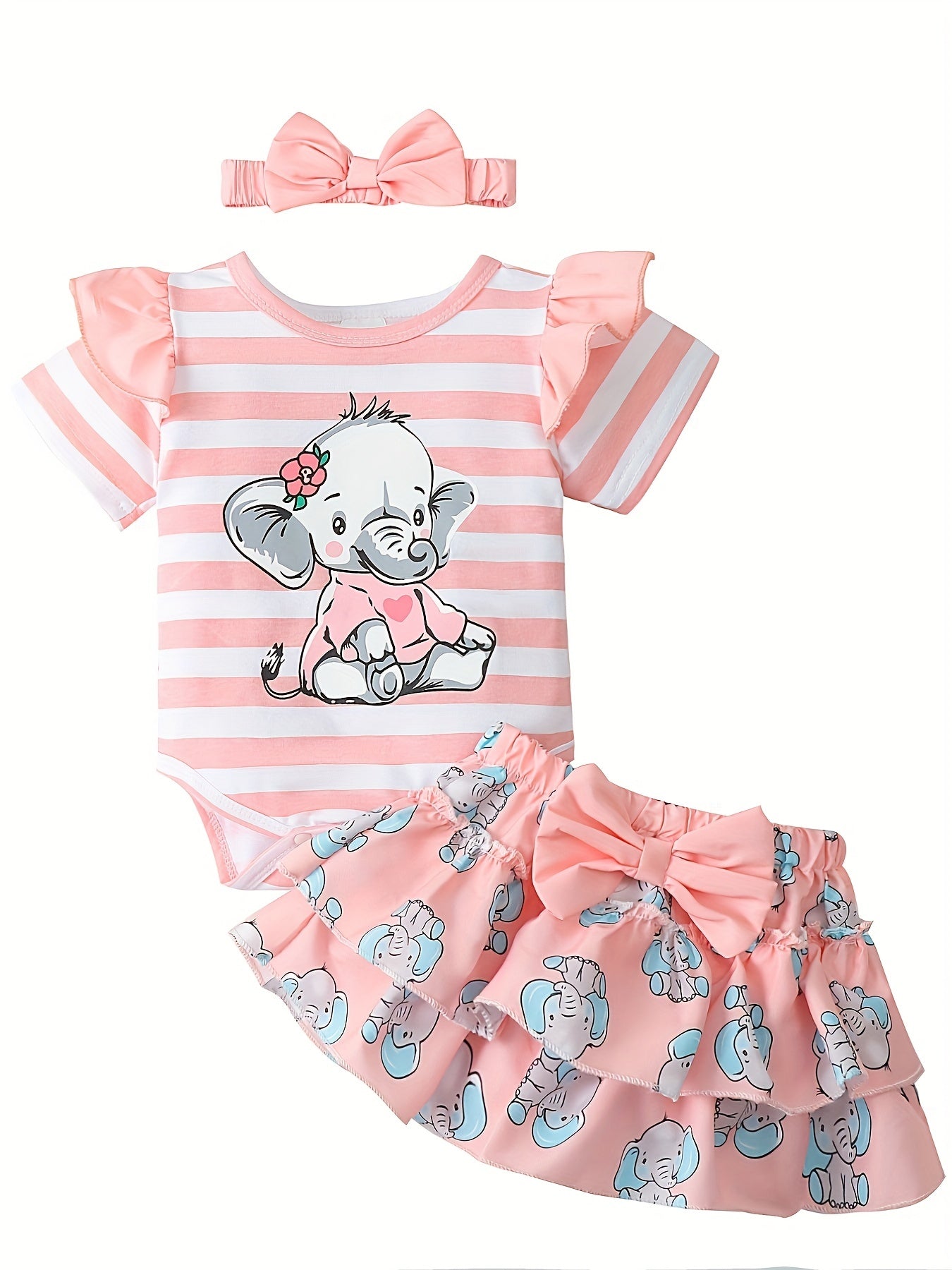 3pcs Newborn Long Sleeve Romper Ruffles Bodysuit & Shorts Set