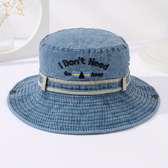 Wide Brim Denim Bucket Hat for Outdoor Sports Unisex