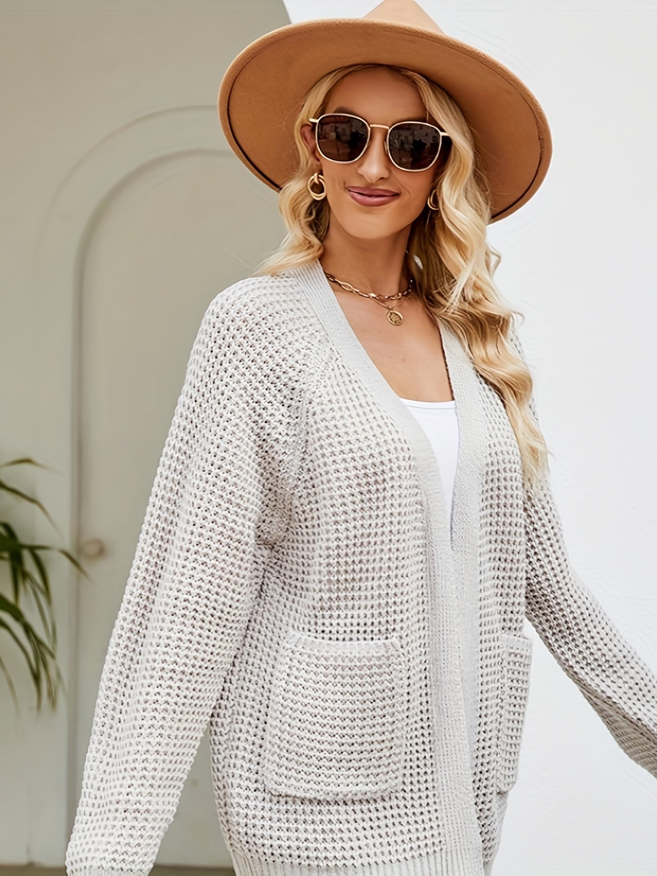 Casual Cardigan Women's Plus Solid Long Sleeve Open Front Cardigan