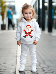 Santa Print 2pcs Girls Hoodies Jogger Pants Set Spring Fall Christmas Gift