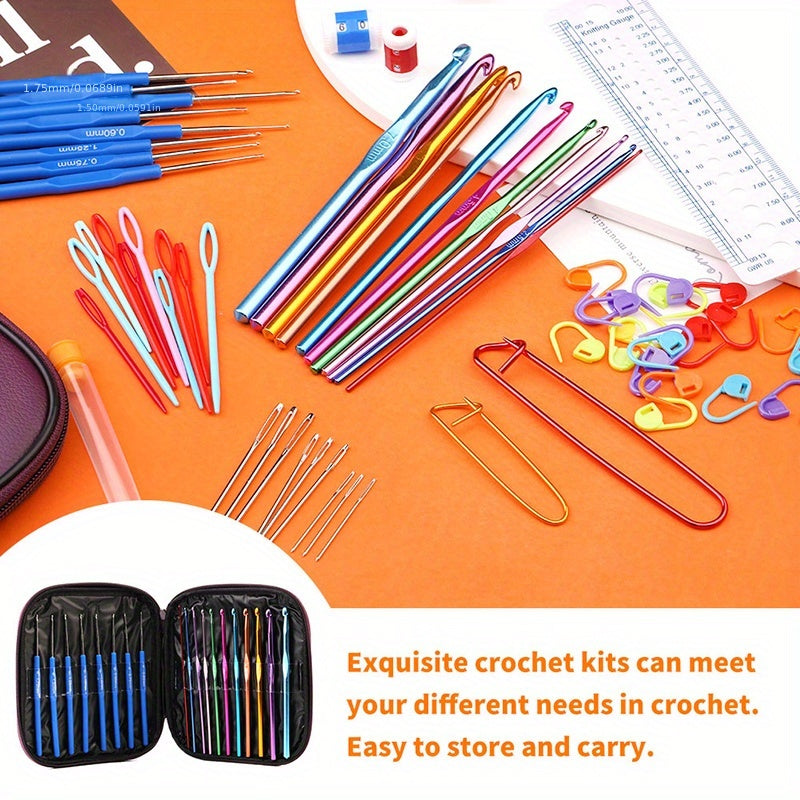 63pc Ergonomic Crochet Set for Beginners with 19 Sizes and 44 Accessories