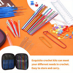 63pc Ergonomic Crochet Set for Beginners with 19 Sizes and 44 Accessories