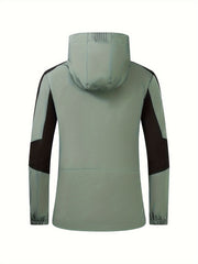 Sports Top Women's Plus Contrast Panel Zip Up Long Sleeve Windproof
