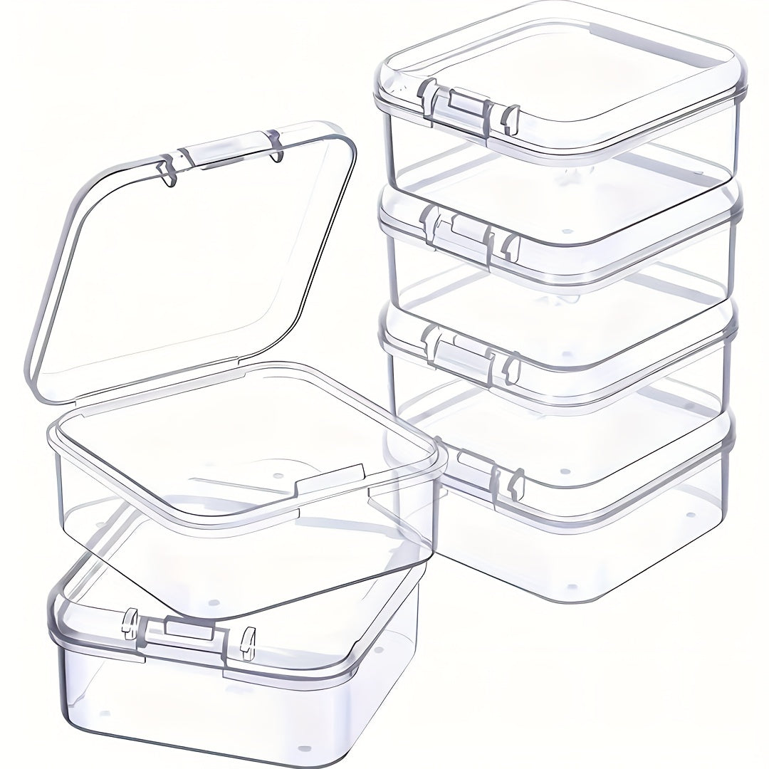 6pcs Transparent Square Plastic Box Jewelry Beads Container