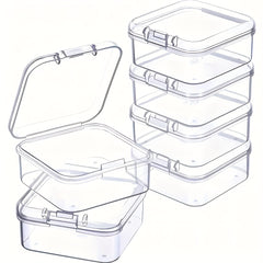 6pcs Transparent Square Plastic Box Jewelry Beads Container