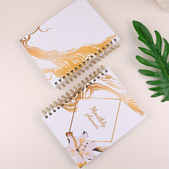 Delicate Monthly Planner Coil Book Flower Hard Cover With Calendar