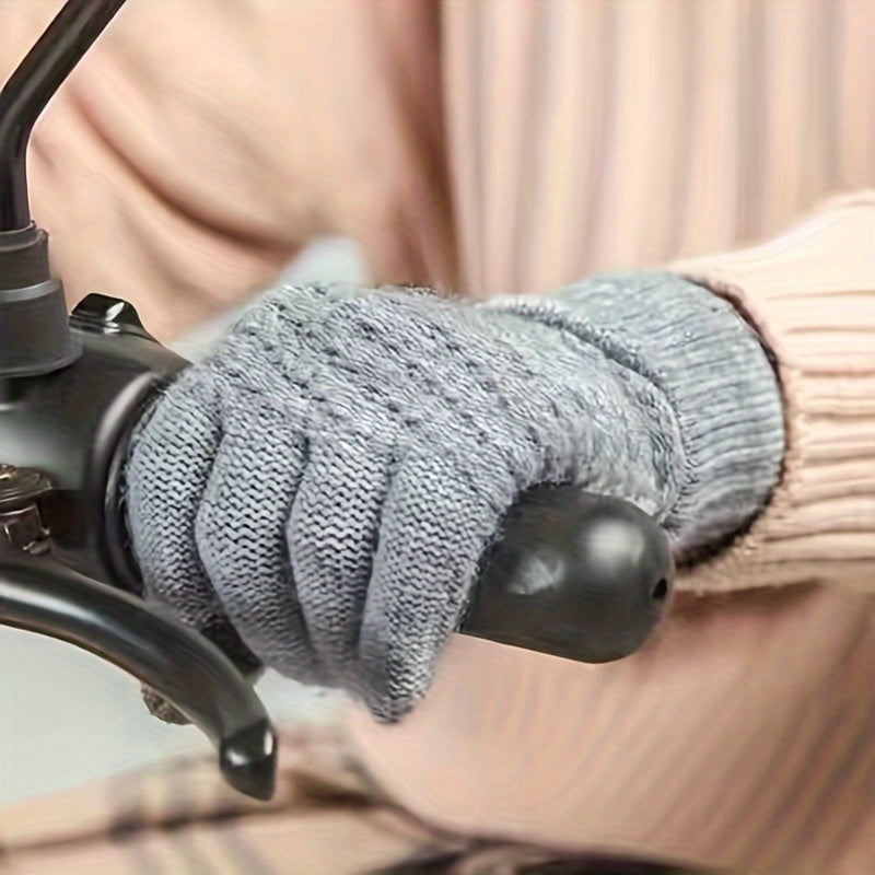Winter Thermal Knit Gloves Touch Screen Windproof Warm Thick Full Finger Gloves