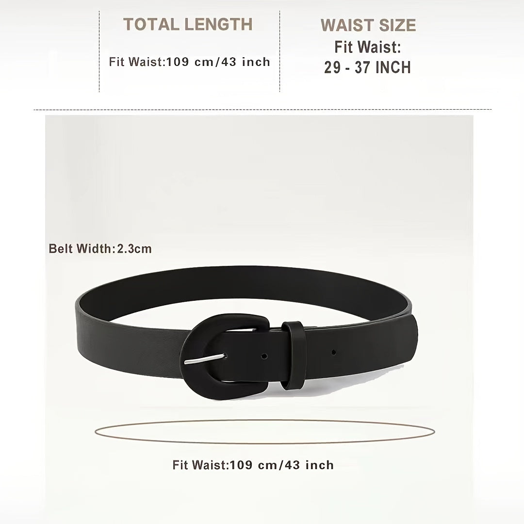 D Shape Buckle Belt Pu Leather for Women Girls