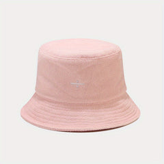 Unisex Sunshade Towel Material Bucket Hat with Division Sign Embroidery