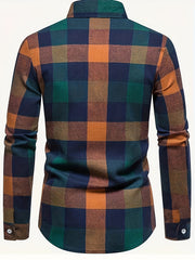 Plaid Print Men's Casual Long Sleeve Shirt