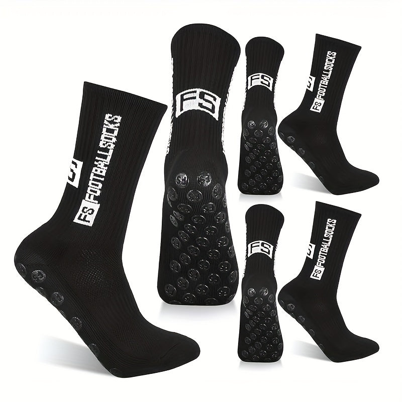 6 Pairs Non-Slip Crew Socks for Soccer Running Hiking