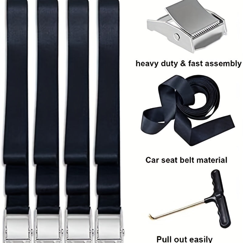 Heavy Duty Tent Trampoline Ground Nail Set with T-hook and Strong Straps