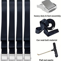 Heavy Duty Tent Trampoline Ground Nail Set with T-hook and Strong Straps