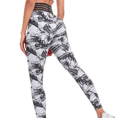 Striped Waist Yoga Leggings High Waist Tight Pants