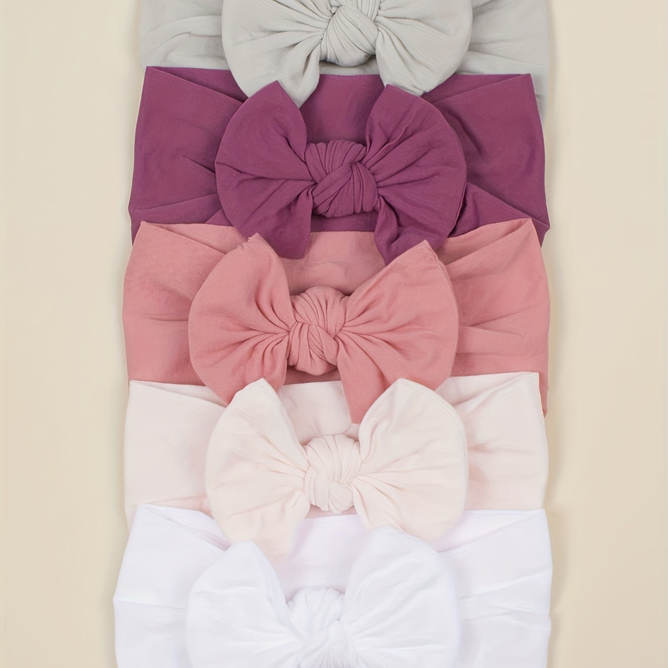 5pcs Soft Nylon Bow Elastic Headband Hair Accessories for Baby Girls