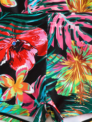Tropical Floral Print V Neck Two Piece Set Tankini Swimsuit