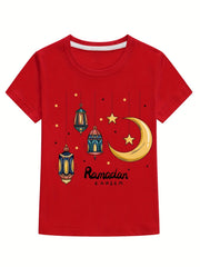Kids Ramadan Kareem T Shirt Breathable Casual Top For Boys Girls Children
