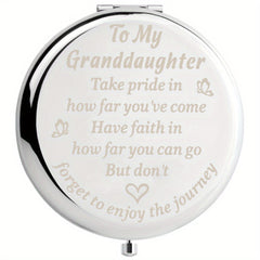 Engraved Compact Mirror Unique Mothers Birthday Wedding For Granddaughter