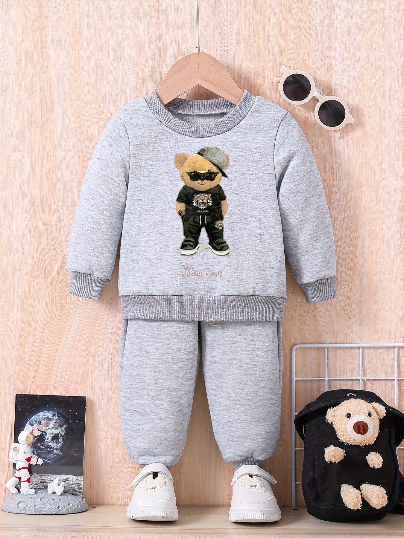 STAY Bear Series Baby Sweatshirt Pants Set