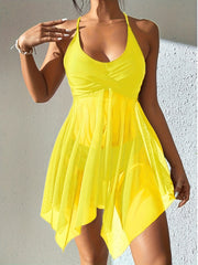 Criss Cross Skirted 2 Piece Set Bikini Solid Swimsuit