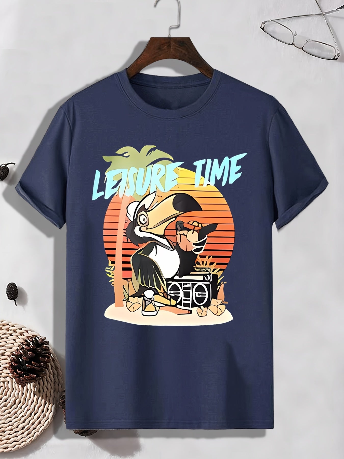 Men's Leisure Time Print T shirt Active Slightly Stretch Breathable Tee