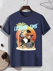 Men's Leisure Time Print T shirt Active Slightly Stretch Breathable Tee