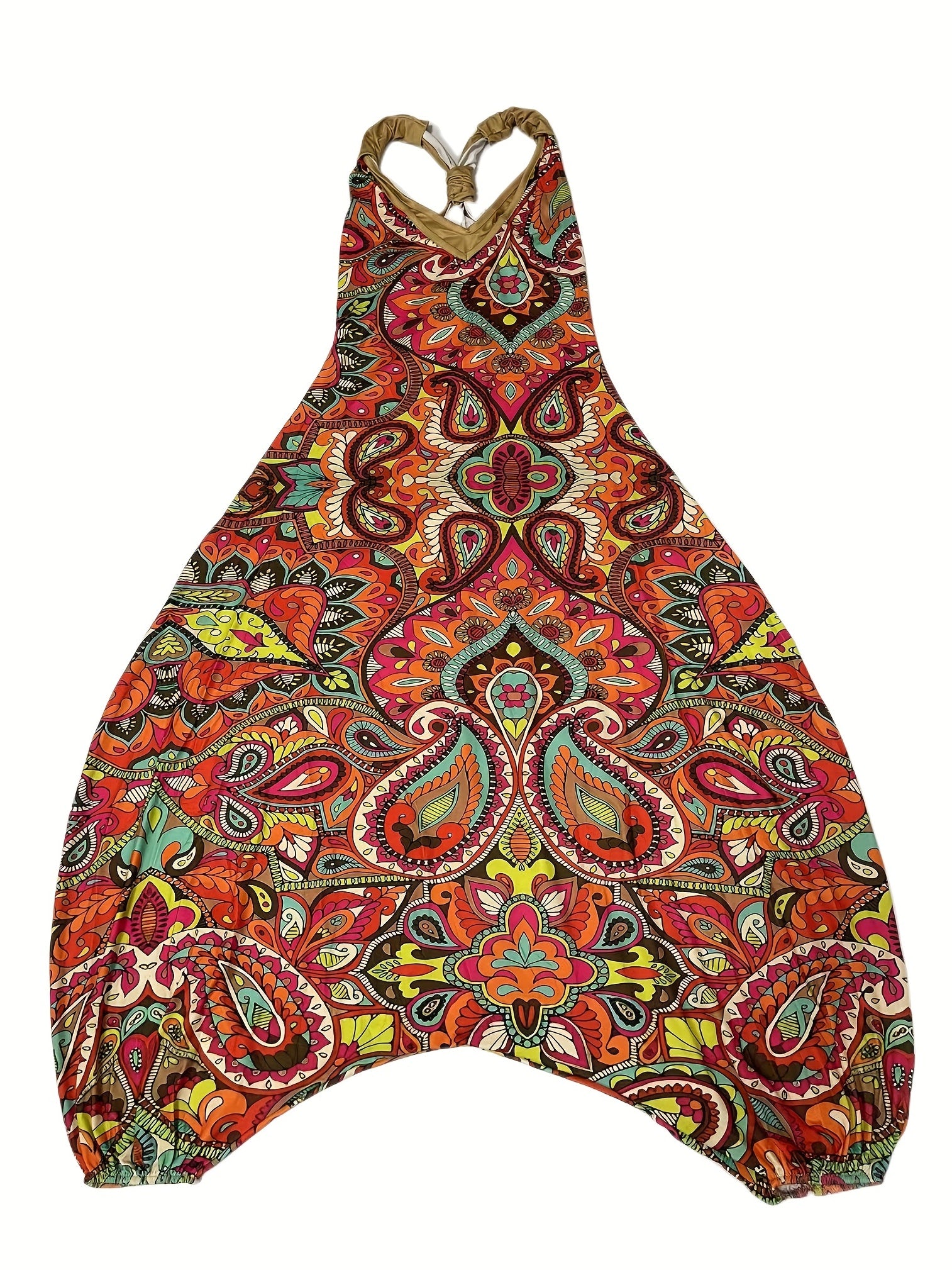 Print Baggy Jumpsuit V Neck Sleeveless Summer Jumpsuit