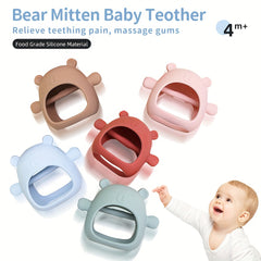 Wearable Baby Chewable Teether Toy Little Bear Mitten Teething Toy
