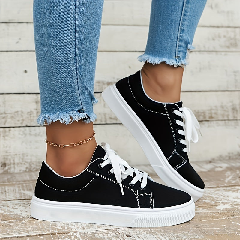 Women's Canvas Shoes Casual Lace Up Outdoor Sneakers Lightweight